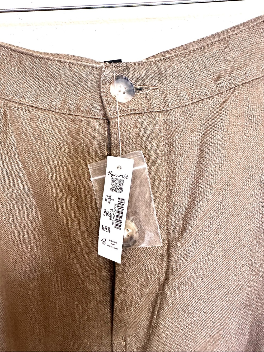 Madewell The Zoe Relaxed Wide Pant 
100% Linen Safari Khaki NWT - Picture 8 of 9
